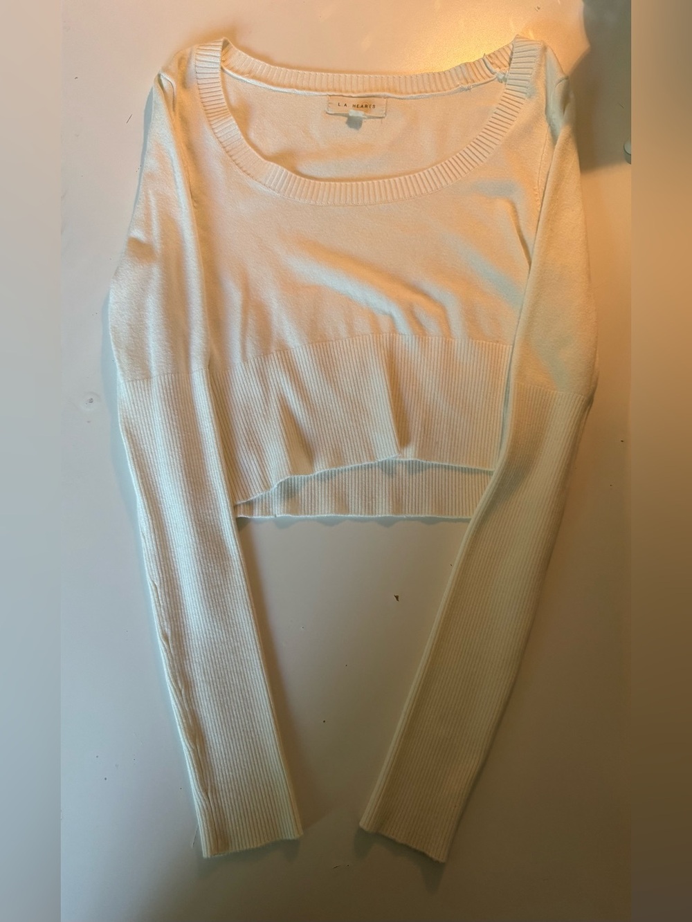 Never Worn La Hearts/Pacsun Cream Cropped Ribbed Sweater Top